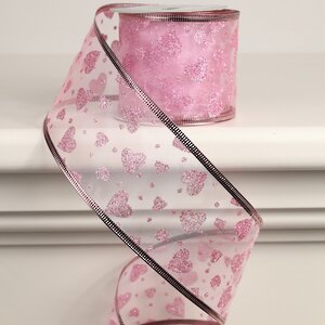 Декоративная лента Элеганца - Сердечки 270*6 см розовая