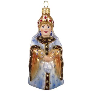 Стеклянная ёлочная игрушка Царица в синем платье 12 см, подвеска Фабрика Ариель фото 1