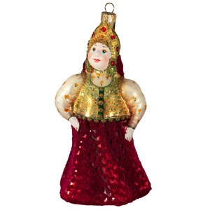 Стеклянная елочная игрушка Марья 13 см, подвеска Фабрика Ариель фото 1