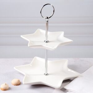 Этажерка для закусок Etoile двухъярусная 22*21 см, фарфор Koopman фото 3