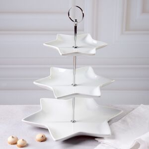 Этажерка для закусок Etoile трехъярусная 32*26 см, фарфор Koopman фото 3