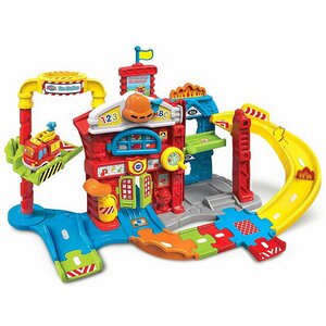 Обучающая игрушка - парковка Пожарная станция Бип-Бип Toot-Toot Drivers с 1 машинкой, со светом и звуком