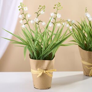 Искусственный цветок в горшке Ландыш Снежный 20 см