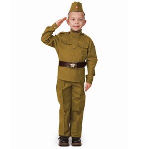 Детская военная форма Солдат в пилотке, хаки, рост 146 см Батик фото 1