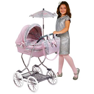 Коляска для куклы Романтик с сумкой и зонтиком 90 см розовая Decuevas Toys фото 1