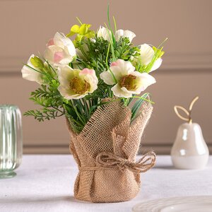 Искусственный букет Анемоны в джутовом кашпо 27 см Kaemingk фото 1