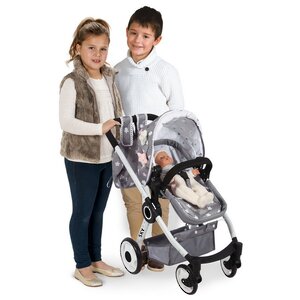 Коляска-трансформер для куклы Скай 3 в 1 с рюкзаком 70 см серо-розовая Decuevas Toys фото 5