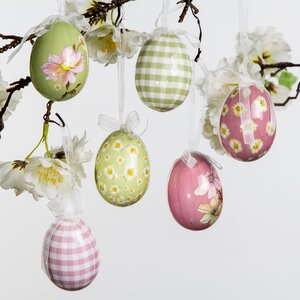 Пасхальные украшения Яйца Flower Easter 6 см, 6 шт, подвеска Kaemingk фото 2