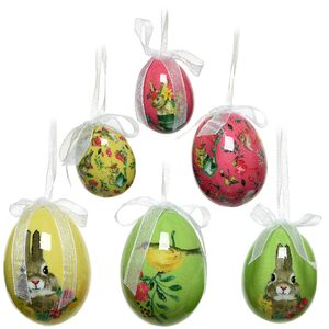 Декоративные пасхальные яйца с лентами Весенние трели 4-6 см, 12 шт, подвеска Kaemingk (Кейминг) фото 1