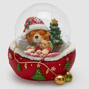 Снежный шар Woolsington - Щенок Баркас с елочкой 9 см EDG фото 1