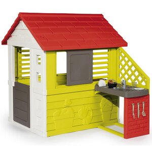 Детский игровой домик с кухней, салатовый с красным, 145*110*127 см Smoby фото 2