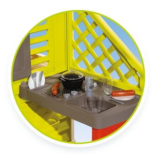 Детский игровой домик с кухней, салатовый с красным, 145*110*127 см Smoby фото 3