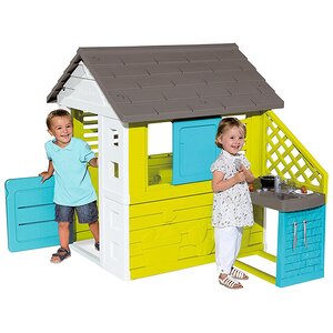 Детский игровой домик с кухней, салатовый с синим, 145*110*127 см Smoby фото 1