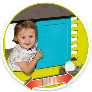 Детский игровой домик с кухней, салатовый с синим, 145*110*127 см Smoby фото 3