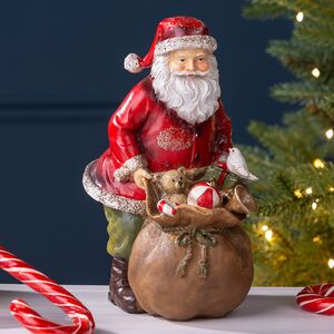 Новогодняя фигурка Санта Клаус с мешком гостинцев 19 см