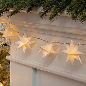 Светодиодная гирлянда Звезда White Riegel 1.7 м, 10 теплых белых LED ламп, прозрачный ПВХ, на батарейках, IP20