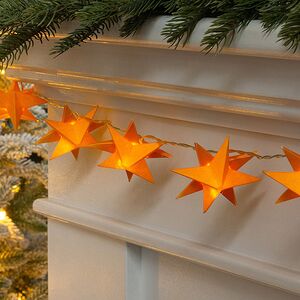 Светодиодная гирлянда Звезда: Yellow Riegel 1.7 м, 10 теплых белых LED ламп, прозрачный ПВХ, на батарейках, IP20