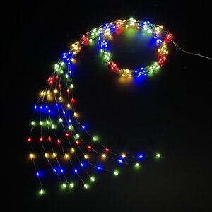 Гирлянда на елку 2 м Лучи Росы - Micro Flex, 16 нитей, 672 разноцветные LED лампы, зеленая проволока, контроллер, IP44 Edelman фото 4