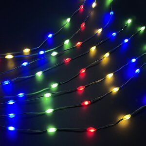 Гирлянда на елку 2 м Лучи Росы - Micro Flex, 12 нитей, 480 разноцветных LED ламп, зеленая проволока, контроллер, IP44 Edelman фото 6