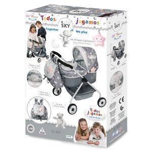Коляска для куклы Скай с рюкзаком 56 см серо-розовая Decuevas Toys (Дэкувьютойс) фото 4