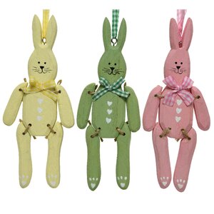 Деревянная елочная игрушка Заяц Роджер 18 см желтый, подвеска Kaemingk фото 2