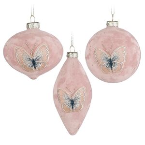 Набор стеклянных елочных игрушек Aube Rose 8 см, 12 шт, подвеска