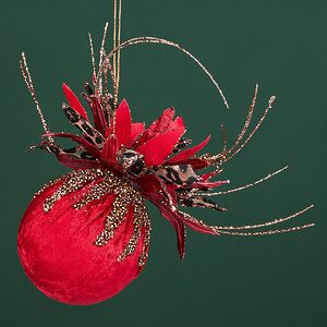 Винтажный елочный шар Girasole Skormus 10 см, красный Christmas Deluxe фото 5