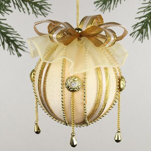 Винтажный елочный шар Fiocco Crema 10 см Christmas Deluxe фото 1