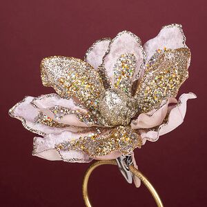 Искусственный цветок Магнолия - Cesare Vente 18 см, клипса Christmas Deluxe фото 4