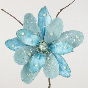 Искусственный цветок Flippo Racoti 15 см светло-голубой, клипса Christmas Deluxe фото 5