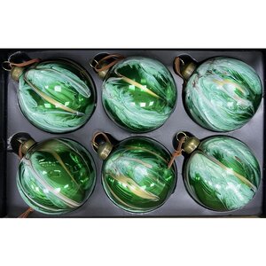 Набор стеклянных шаров Divorze Verde 8 см, 6 шт Christmas Deluxe фото 1