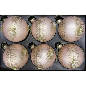 Набор стеклянных шаров Piuma Deoro 8 см, 6 шт Christmas Deluxe фото 1