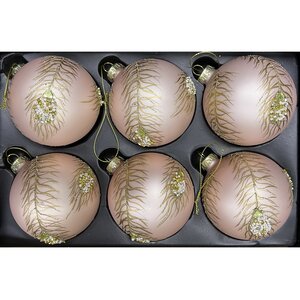 Набор стеклянных шаров Piuma Deoro 8 см, 6 шт Christmas Deluxe фото 4