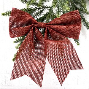 Декоративный бант Splendore Scarlatto 28*24 см красный Christmas Deluxe фото 2