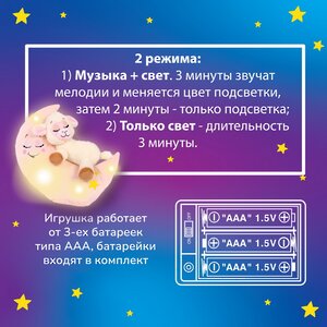 Мягкая игрушка для сна Овечка Джуди 29 см, с подсветкой и звуком Лунатики фото 10