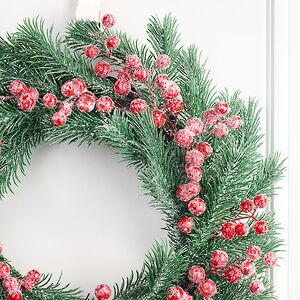 Венок для свечи заиндевелый Ред Берри 35 см, ЛИТАЯ 100% TreeDeLuxe (ТриДеЛюкс) фото 3