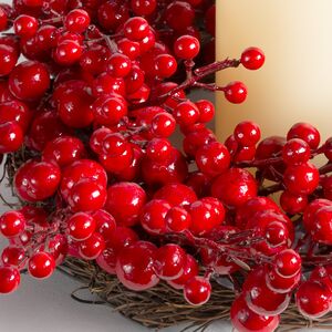 Венок для свечи Красные Ягоды 35 см Christmas Deluxe (Кристмас Делюкс) фото 2