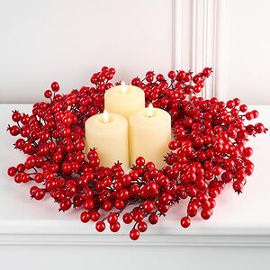Декоративный венок Амандин с красными ягодами 50 см Christmas Deluxe (Кристмас Делюкс) фото 3