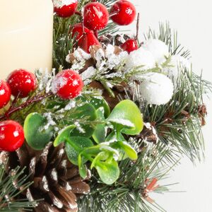 Венок для свечи Goglielmo с ягодами и шишками 24 см Christmas Deluxe фото 3