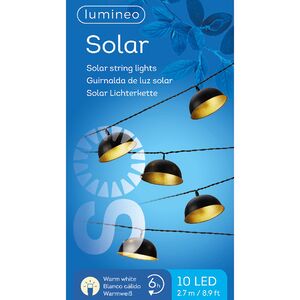 Садовая гирлянда на солнечной батарее Solar Loft 2.7 м, 10 теплых белых ламп, черный ПВХ, IP44 Kaemingk фото 3