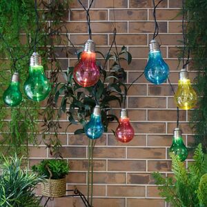 Гирлянда лампочки на солнечной батарее Solar Colour Glowing, 10 разноцветных ламп с теплым белым свечением, 4.5 м, черный ПВХ, IP44