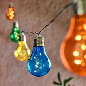 Гирлянда лампочки на солнечной батарее Solar Colors, 10 разноцветных ламп с теплым белым свечением с мерцанием, 4.5 м, черный ПВХ, IP44