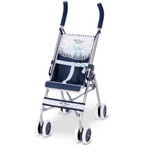Прогулочная коляска для куклы Романтик 75 см темно-синяя с белым