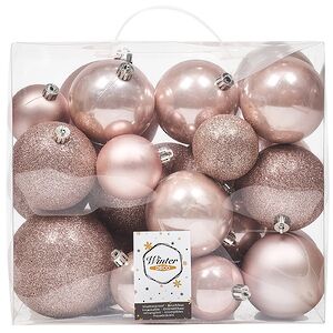 Набор пластиковых шаров Cosmo Розовый Бутон, 6-10 см, 26 шт Winter Deco фото 4