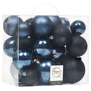 Набор пластиковых шаров Cosmo Синий Бархат, 6-10 см, 26 шт Winter Deco фото 3