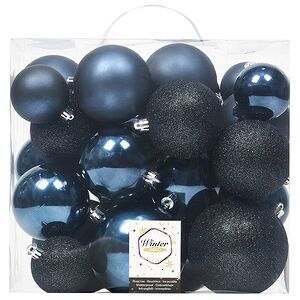 Набор пластиковых шаров Cosmo Синий Бархат, 6-10 см, 26 шт Winter Deco фото 4