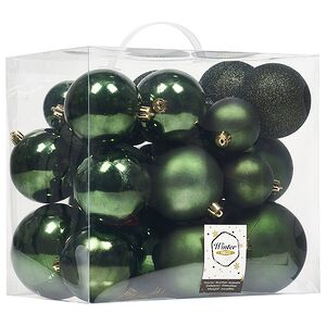 Набор пластиковых шаров Cosmo Зеленый Бархат, 6-10 см, 26 шт Winter Deco фото 3
