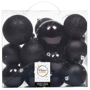 Набор пластиковых шаров Cosmo Черный, 6-10 см, 26 шт Winter Deco фото 4