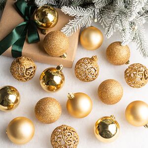 Набор пластиковых шаров Анданте 6 см золотой, 16 шт Kaemingk фото 1