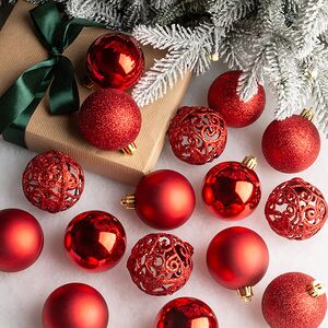 Набор пластиковых шаров Анданте 6 см красный, 16 шт